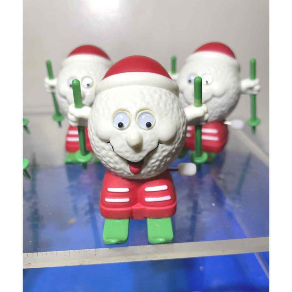 1980s Lot Of 3 Russ Skiing Snowball-Golfball Collectible Wind Up Toys-NOS